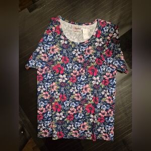Blair Women's Navy Floral Short Sleeve Top - Pink & Blue Floral